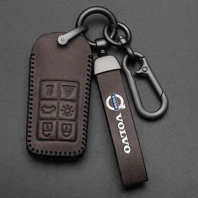 Leather Car High-end – Static Rod/Key Bag - volvo-c-smart-6-key-brown
