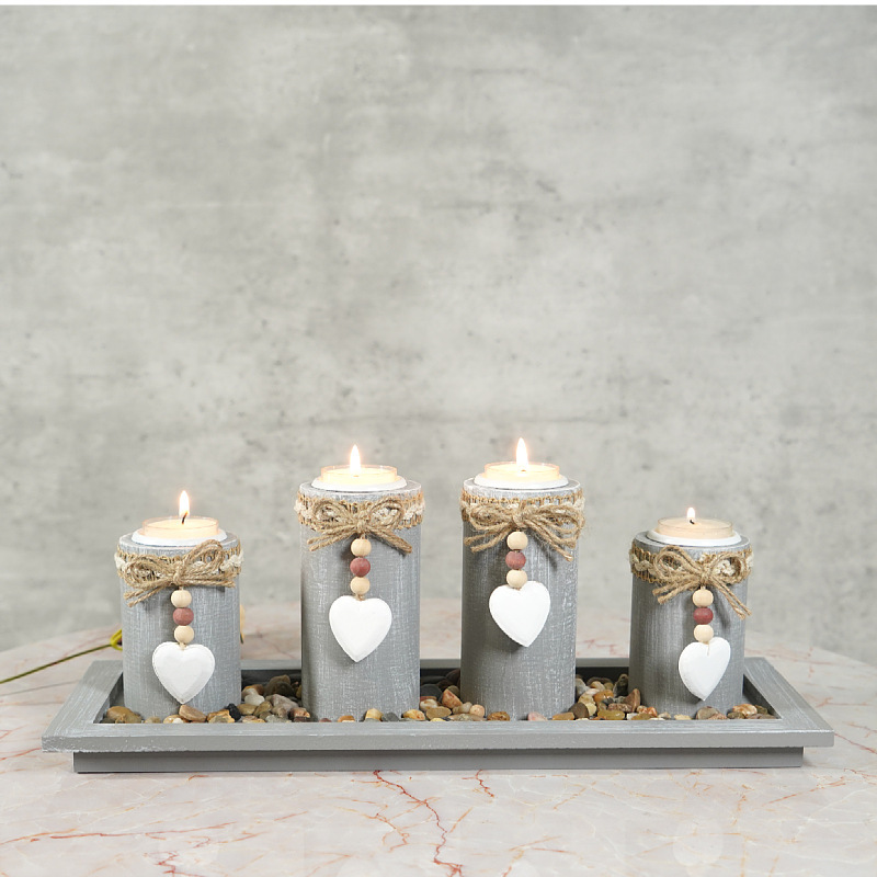Cross-Border New Product Heart-Shaped Candle Holder Wooden Candle Ornament Candlelight Dinner Set Home Atmosphere Wooden Craft Cross-Border New Product Heart-Shaped Candle Holder Wooden Candle Ornament Candlelight Dinner Set Home Atmosphere Wooden Craft