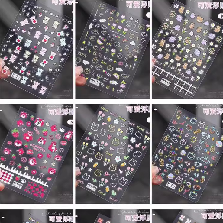 Xiaohongshu same style nail stickers high-looking cute bear diy relief 3D 3D stickers nail decorations Xiaohongshu same style nail stickers high-looking cute bear diy relief 3D 3D stickers nail decorations