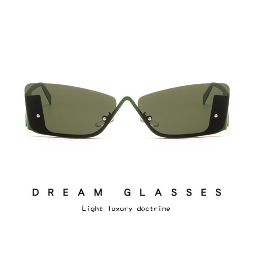 Euro-American Trend Metal Frame Sunglasses for Men and Women, Frameless Sun Glasses, Xiaohongshu Sunshades, Cross-border UV Protection