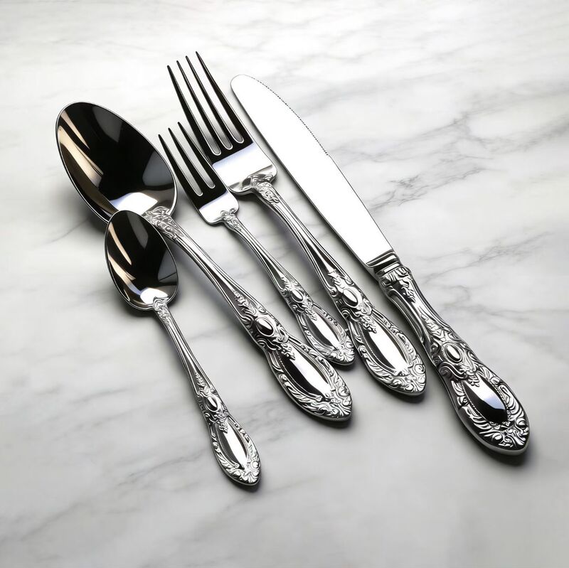 Austin Ultra-Personalized Western Tableware Set·304 Knife, Fork, and Spoon Royal Retro Embossed Art Style Western Tableware 5-Piece Set Austin Ultra-Personalized Western Tableware Set·304 Knife, Fork, and Spoon Royal Retro Embossed Art Style Western Tableware 5-Piece Set