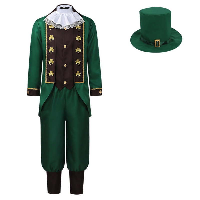 Carnival Irish St. Patrick's Day Four-Leaf Clover Tuxedo Holiday Party Stage Performance Costume for Men Carnival Irish St. Patrick's Day Four-Leaf Clover Tuxedo Holiday Party Stage Performance Costume for Men