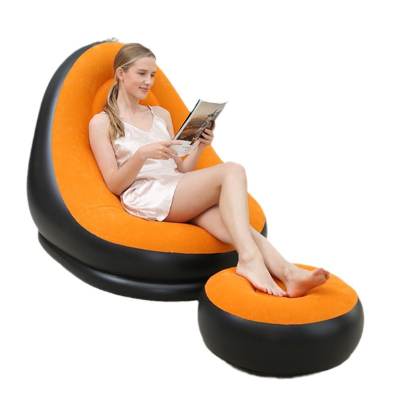 Sofá inflable perezoso grueso a través del espejo, sillón reclinable plegable, sofá exterior con combinación de pedal, sofá flocado