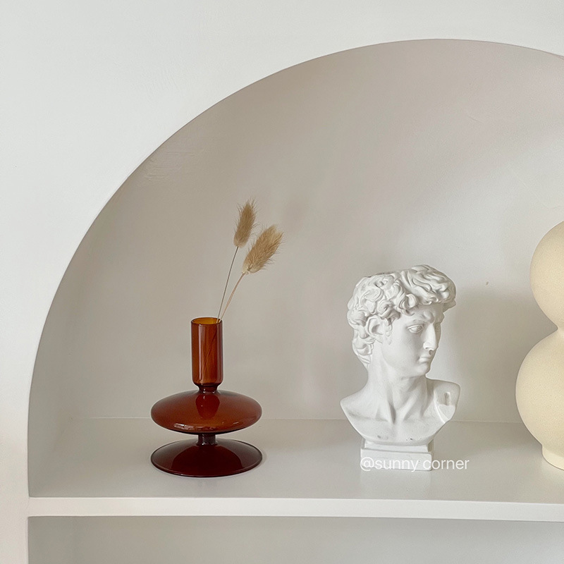 Candelabro de cristal marrón vintage florero ins estilo salón flor seca arreglo de flores candelero decoración adornos