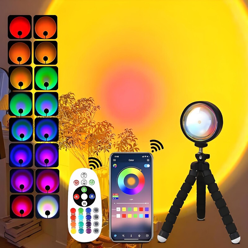 Cross-Border Spot Octopus Sunset Projection Lamp 16-Color Remote Control Atmosphere Lamp Creative Sunset Photo Background Lamp Cross-Border Spot Octopus Sunset Projection Lamp 16-Color Remote Control Atmosphere Lamp Creative Sunset Photo Background Lamp