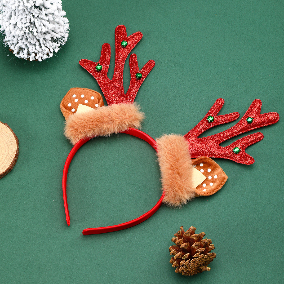 Transfronterizos nuevos oídos de Navidad campanas de cuerno de ciervo cabeza de cinturón de cabeza de fiestas decoraciones regalos pequeños para niños