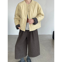 滔川  2025冬季新款圆领时尚短款棉服女韩系抽绳宽松棉衣外套3761