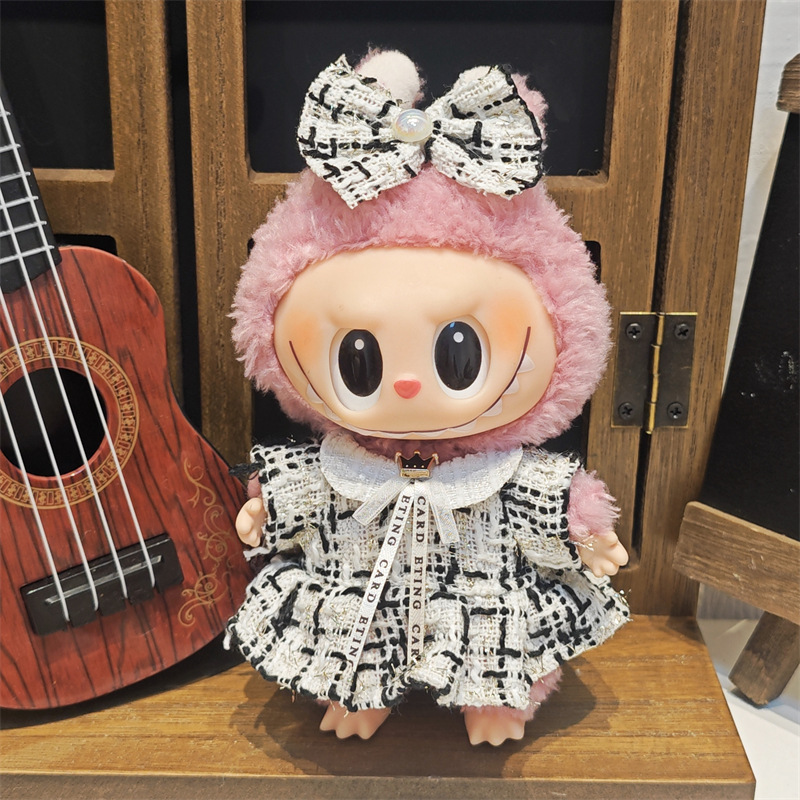 Labubu ベビー服ビニールラブブ 17 センチメートル人形かわいいドレスアップカジュアルスーツスカートぬいぐるみ服|undefined