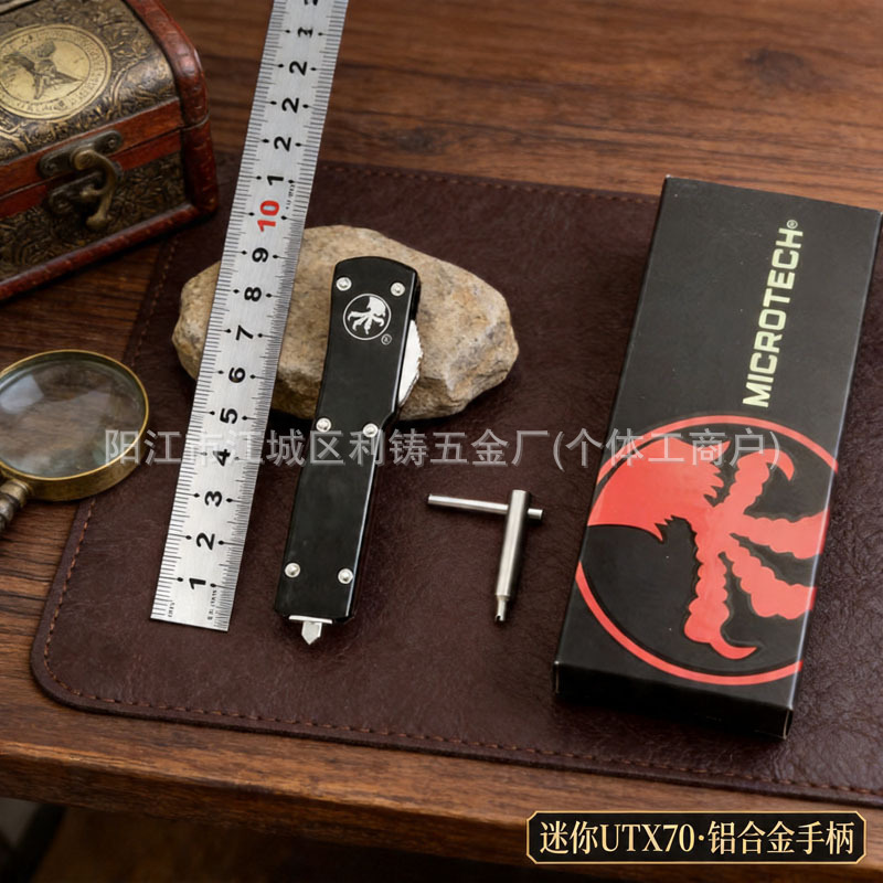 Microtech UTX70 Mini D2 Aluminum Alloy Handle High Hardness Portable EDC Pocket Knife Folding Knife Utility Knife