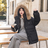 Зимний длинный пуховик, толстовка с капюшоном для отдыха, куртка, большой размер, средней длины