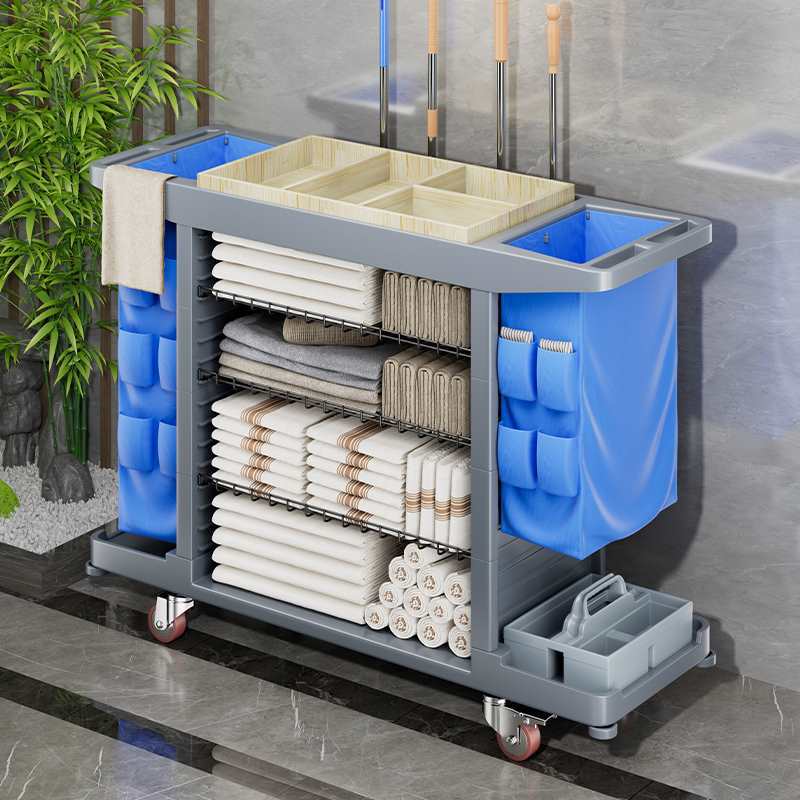 酒店布草车客房口工作车宾馆保洁车多功能清洁打扫卫生手推车