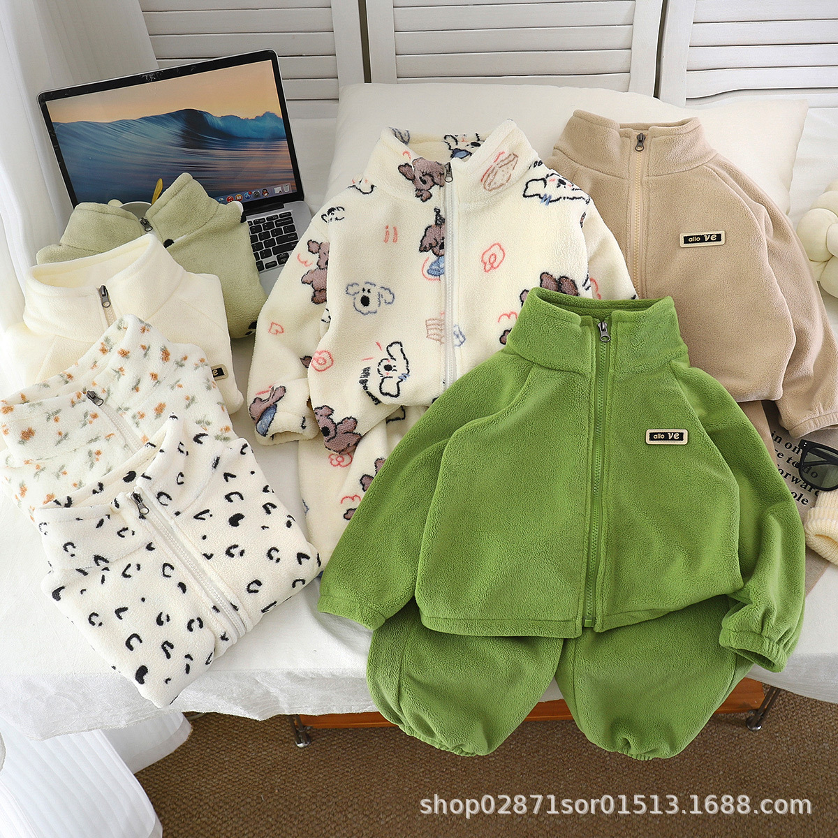 Children's New Autumn and Winter Double-Sided Velvet Home Clothes Set Fleece-Lined and Thickeneded Western-Style Suit Boys and Girls Pajamas to Keep Warm