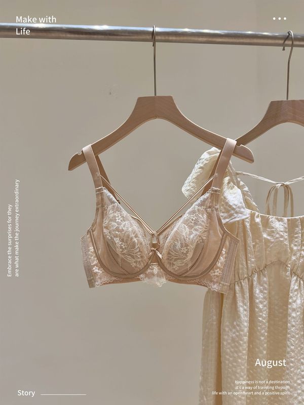 超薄蕾丝内衣女大胸显小收副乳防下垂兔耳背心文胸全罩杯夏季|undefined