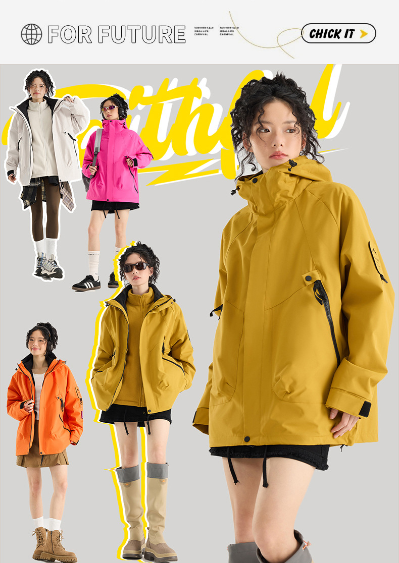 Dames 3-in-1 wandeljas waterdicht en winddicht reisjack_voghion.com