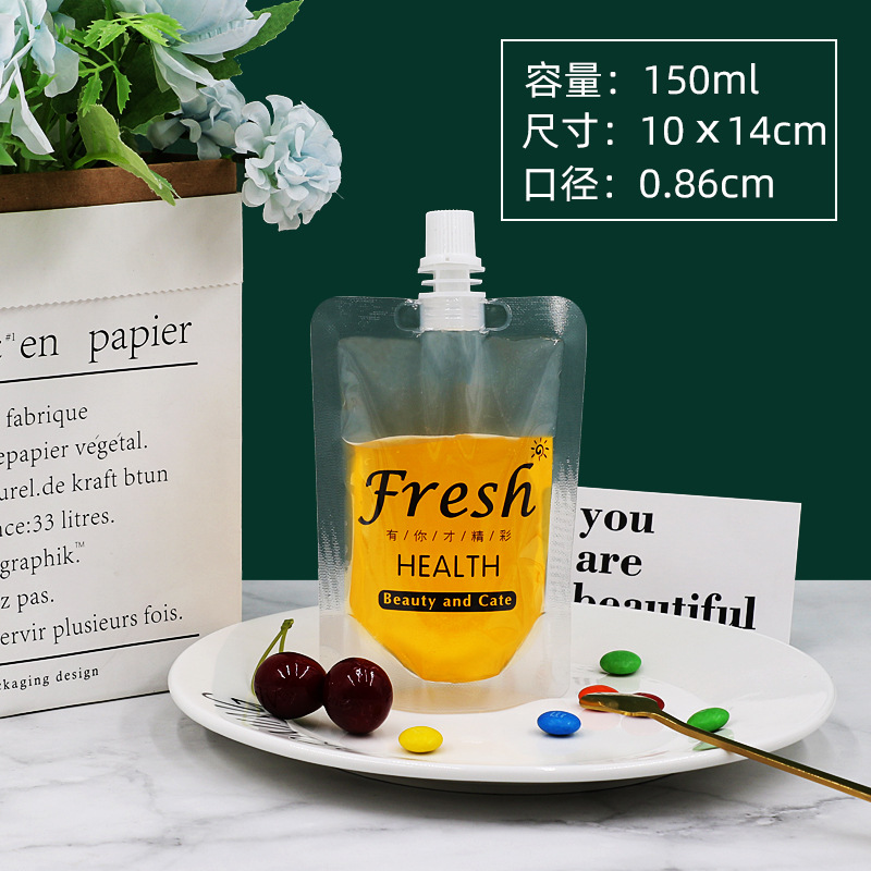 Bolsa de aspiración transparente autoportante jugo de fruta de grado alimenticio leche de soja bolsa de embalaje líquido bolsa de agua bolsa de concierto bolsa de embalaje para llevar