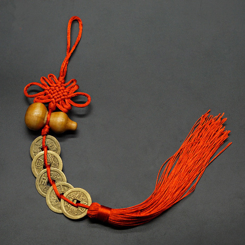 Wholesale peach wood gourd Five Emperors' money pendant, real copper ancient coins, antique alloy Five Emperors' money door to door, people and wealth are prosperous