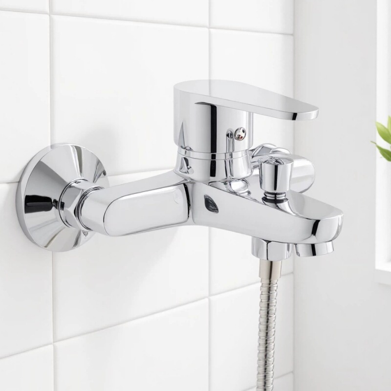 Cross-Border Bathroom Shower Set with Mixing Valve, Hot and Cold Bathtub Faucet Switch, Water Heater, Simple Exposed Installation for Home Use