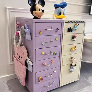Iron Storage Cabinet Living Room Bedroom Girl Multi-Layer Drawer Cabinet Girl Cute Cupboard Floor-Standing Combination Storage Cabinet