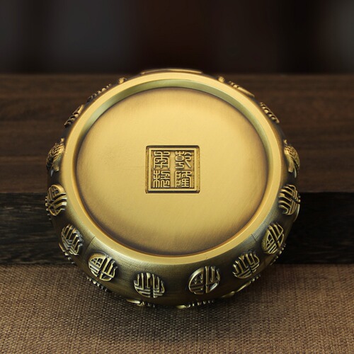 Brass ashtray money bag ashtray chess ashtray opening Baifu fortune-making antique with lid Nafu