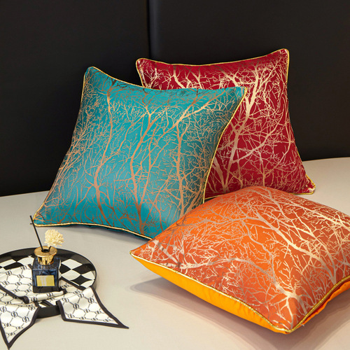 European jacquard pillow case sofa fabric art light luxury pillow decoration bedside home cushion soft bag office lumbar support
