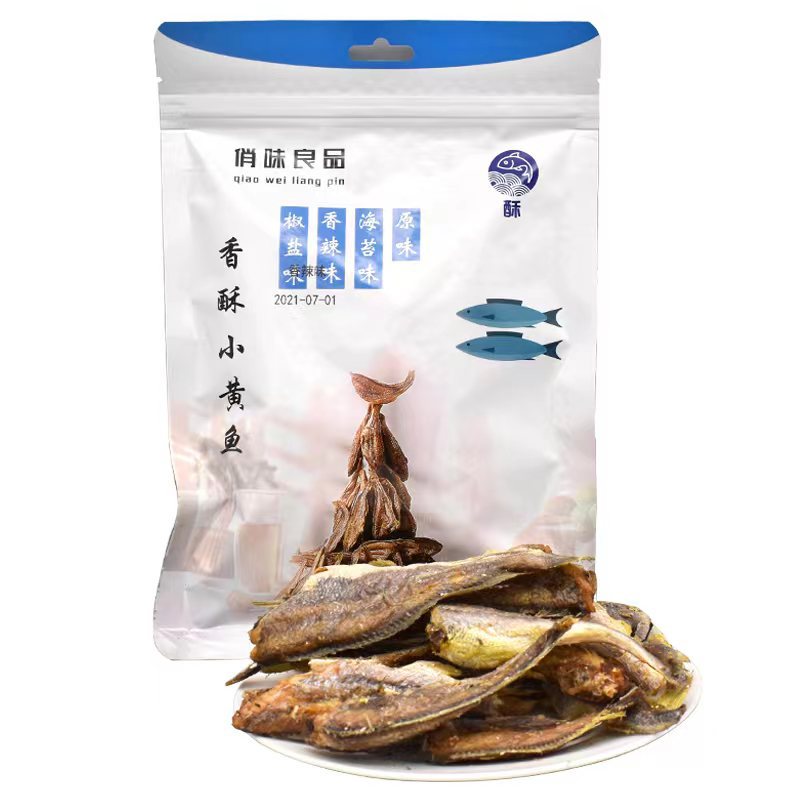 Internet Celebrity Yellow Croaker Cake Ready-To-Eat Dried Fish Bag 80g Dried Yellow Croaker Snack Crispy Small Yellow Croaker Manufacturer