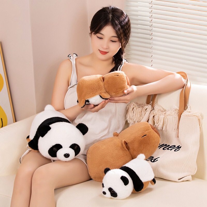 Creative Animal Flip-Over Capybara Transforming into Panda Plush Toy Pillow Stuffed Animal Panda Doll Plushie Creative Animal Flip-Over Capybara Transforming into Panda Plush Toy Pillow Stuffed Animal Panda Doll Plushie