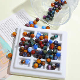 10个彩色星空油画晕染猫眼串珠DIY手工耳环饰品手链项链配件材料