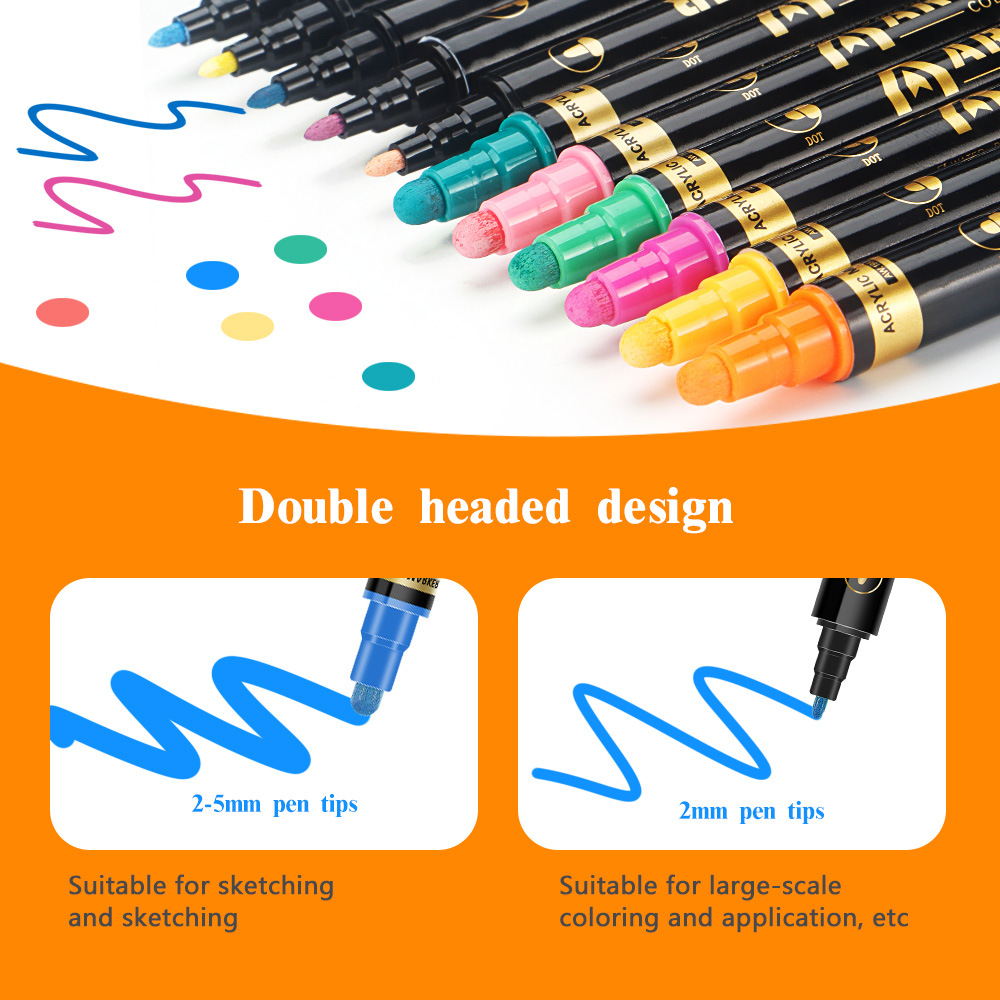Explosiones transfronterizas 72 color pluma de acrílico de doble cabeza para estudiantes pintando graffiti lavable pluma de acrílico pintada
