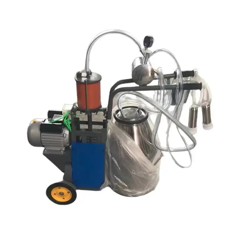 Máquina de ordeño tipo bomba de vacío móvil tipo pistón de cuatro extremos máquina de ordeño de succión de leche equipo de cría para vacas, ovejas y camellos