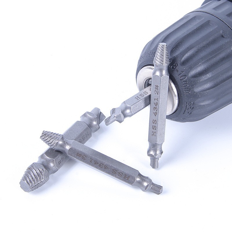 断头螺丝取出器 4件套滑头取丝工具滑牙破损螺钉拆除反牙起子丝锥