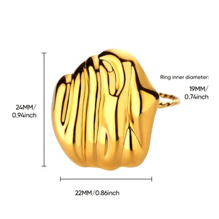 1 Piece Quantity PVD Coated Real Gold Plated Geometric 304 Stainless Steel Simple Style IG Style Waterproof Non Tarnish Rings