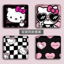 凯蒂猫翻盖式双面迷你可折叠随身携带补妆镜女生hellokitty皮面镜