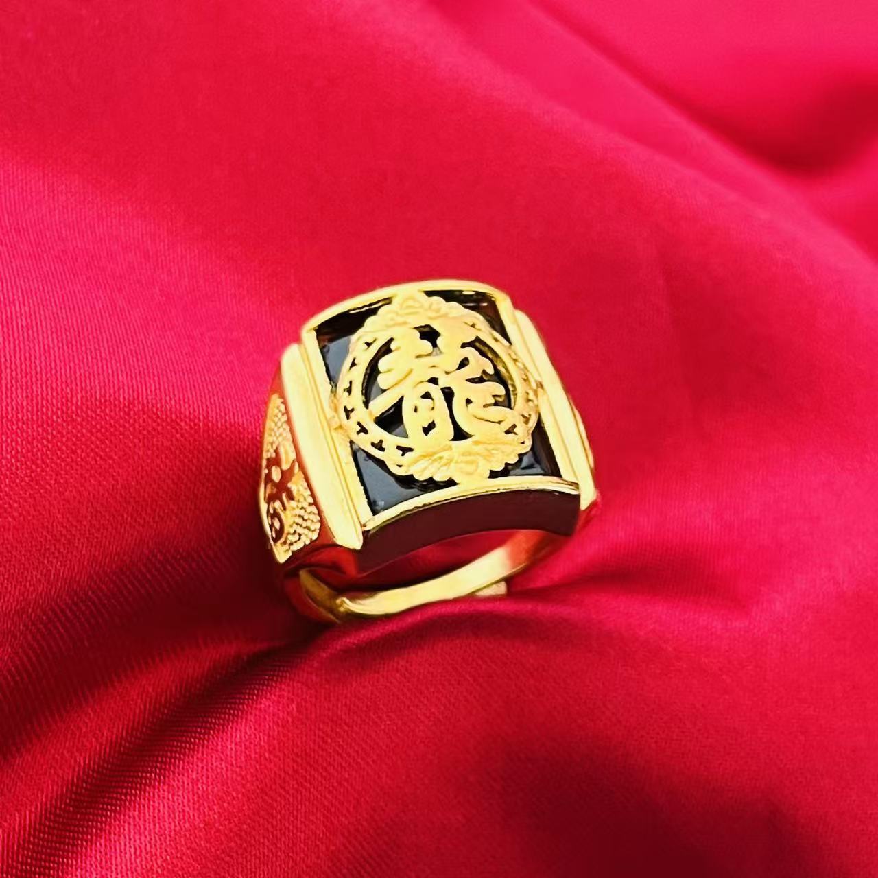 黄銅の金メッキの福の金儲けの指輪の男性の多種類の車の花は宝の蛇口の関公の戒子の金メッキの指輪を招きます。