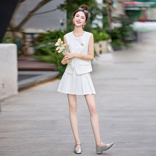 时尚套装2025新款法式高级感马夹小上衣百褶半身裙两件套 CY8160