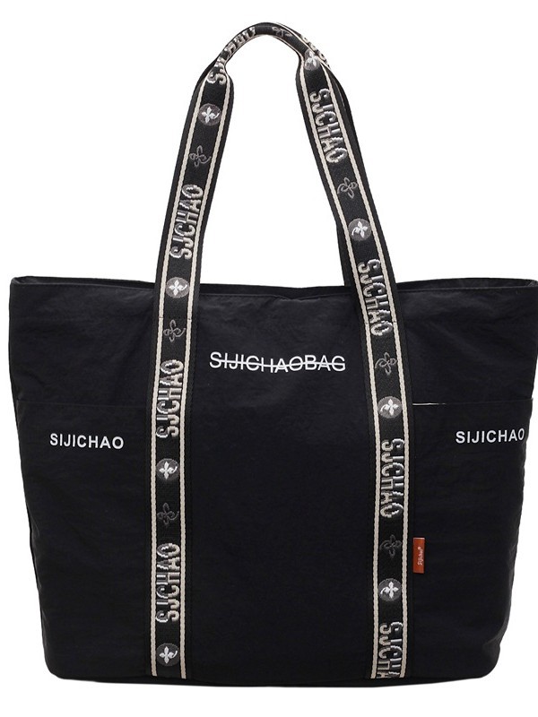 Bolsa de tela de nylon de gran capacidad para mujeres bolsas de impresión de letras de la ciudad simple viaje bolso de hombro bolso de mano ocio
