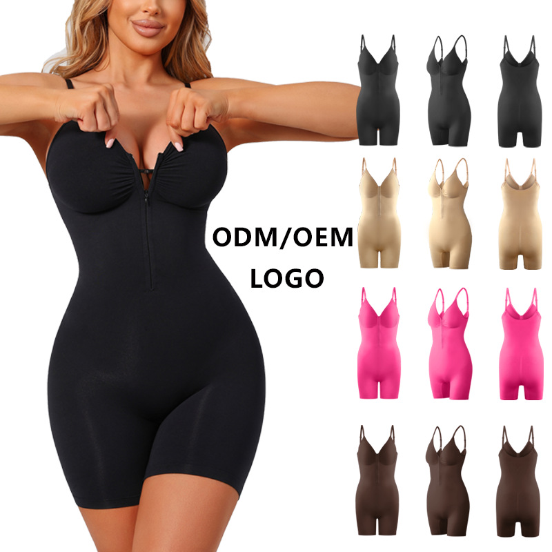 Customized European and American cross-border tummy control, waist shaping, open crotch, best-selling body-shaping, butt-lifting, zipper seamless shapewear bodysuit