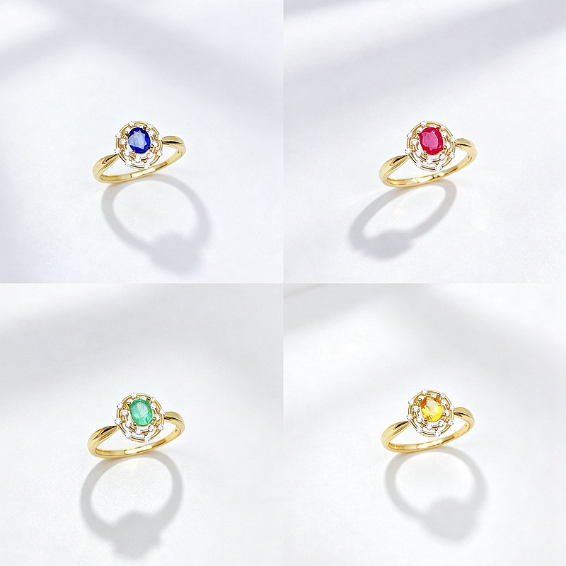 New S925 sterling silver ring inlaid with natural emerald, tanzanite, and other colored gemstones, exquisite, light luxury, versatile, and elegant