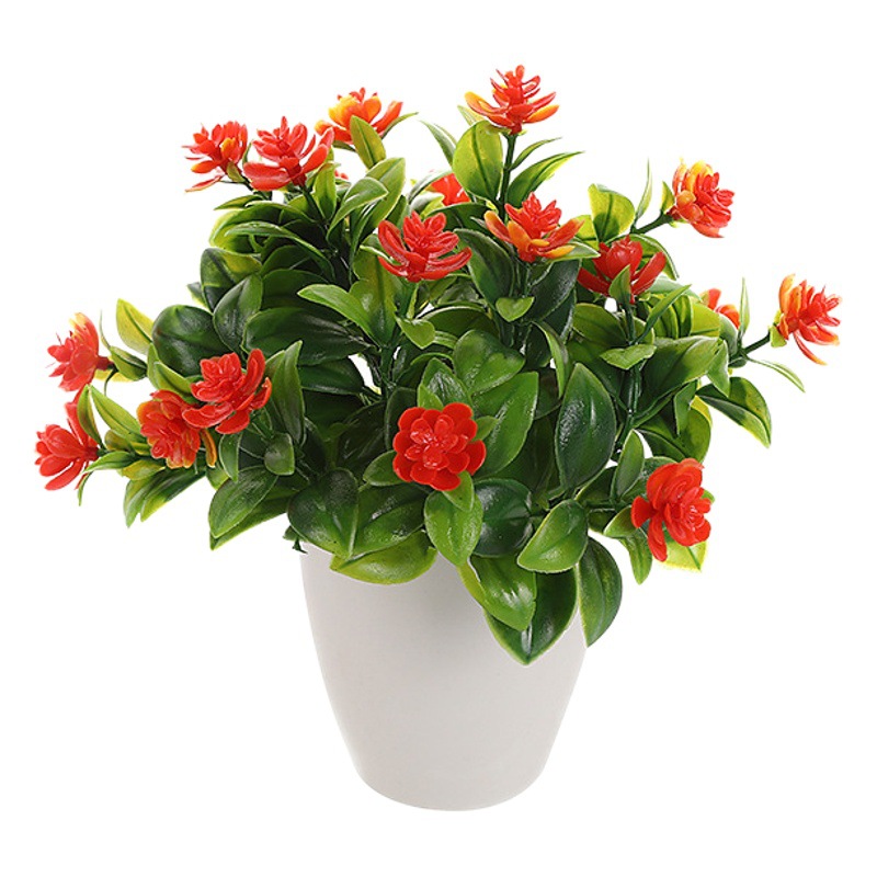 Maceta decorativa con rosas artificiales para escritorio image 1
