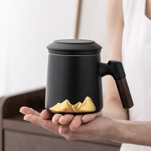 陶瓷马克杯茶水分离泡茶杯带盖过滤个人杯办公室水杯礼盒雕刻logo