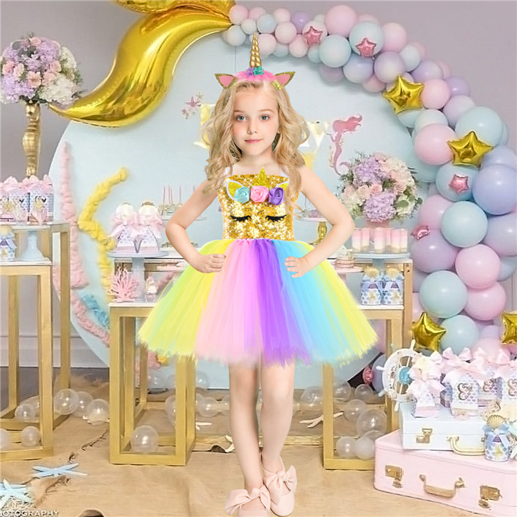 Mädchen Einhorn Tutu Kleid Für Party Und Karneval Kostüm_voghion.com