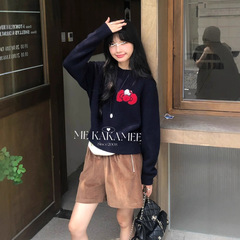 ME KAKAMEE十三行秋韩系简约卡通KT提花宽松百搭保暖毛衣女 A2923