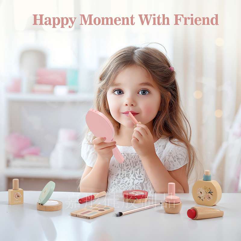 Juguetes de juego para niños Juguetes de maquillaje para niñas Dos tipos de juegos de maquillaje de silicona de madera Juguetes de comunicación entre padres e hijos
