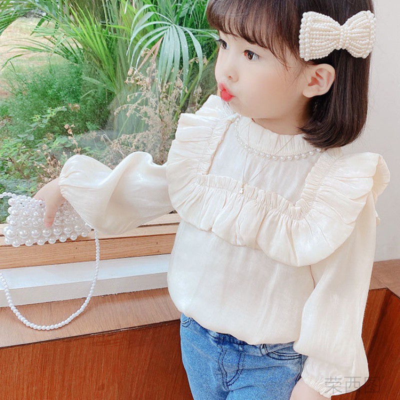 女寶寶襯衫2024女童秋裝新款韓版小童洋氣公主上衣打底衫春20223