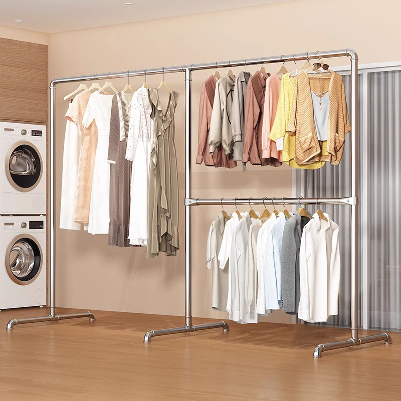 Simple Thickened Galvanized Steel Pipe Clothing Display Rack, Balcony Bedroom Floor-Standing Clothes Rack, Detachable Single-Rod Clothes Drying Rack Simple Thickened Galvanized Steel Pipe Clothing Display Rack, Balcony Bedroom Floor-Standing Clothes Rack, Detachable Single-Rod Clothes Drying Rack