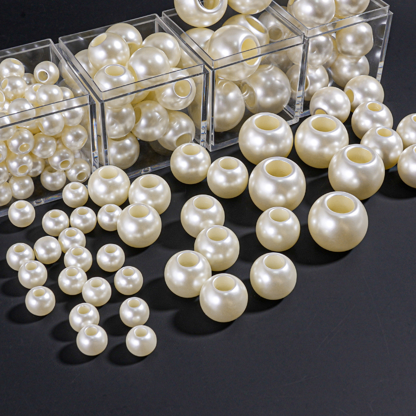 Bandas elásticas a granel de 8-30 mm con orificios grandes, cuentas de joyería estilo Shijia, perlas de imitación ABS, accesorios DIY, venta al por mayor hecha a mano.