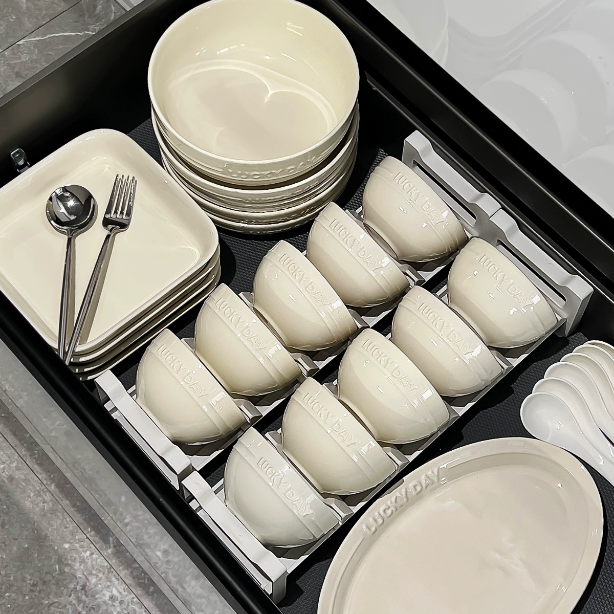 Керамическая чаша с ощущением кремаTableware, набор посуды 2025 года с подглазурной окраской чаши и палочки для дома, переносной набор