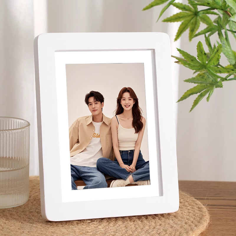 High-End Solid Wood Photo Frame for Tabletop Display, Empty Frame for 7inch 8inch Photos, Includes Photo Printing and Album Creation for Desktop Decoration