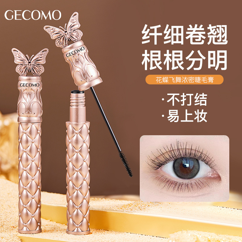 Butterfly flower flying dense mascara delgada curva curva no es fácil de desnudarse anti-transpiración maquillaje fino fijación de pestañas base