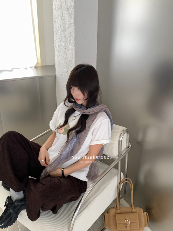 【You Think】十三行ins风时尚小众雪梨印花宽松巨百搭短袖T恤女|undefined