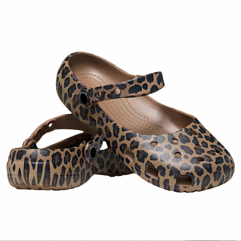 Croos New Classic Leopard Print Ballet Shoes Women's Beach Casual Clogs Sports Slippers 211994